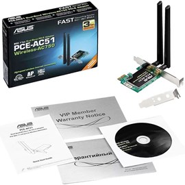 Asus PCE-AC51 Kablosuz AC750 Çift Bant PCI-E Adaptörü