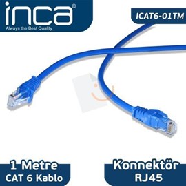 Inca SL-CAT608TM Cat6 1 Metre Network Kablosu Mavi