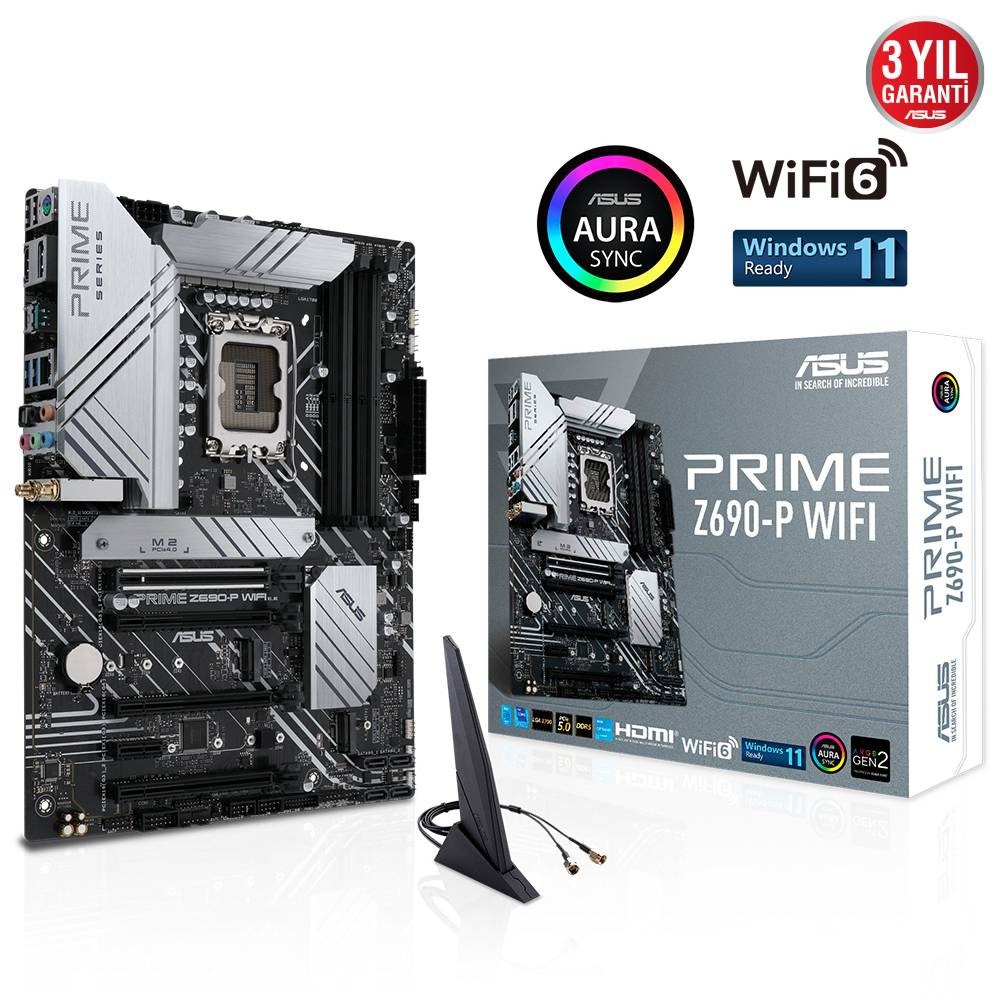 ASUS PRIME Z690-P WIFI 6000MHz(OC) DDR5 Soket 1700 M.2 HDMI DP ATX Anakart