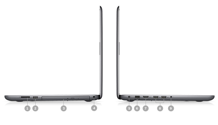 inspiron-15-5567 Bağlantı Noktaları ve Yuvalar