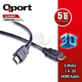 QPort Q-HDMI5 HDMI 1.4 3D Altın Uçlu HDMI Kablo 5 mt