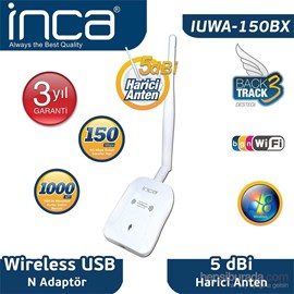 Inca IUWA-150BX 150 Mbps 11N Harici 5Dbi Anten Wireless Adaptör 1 Km Menzilli