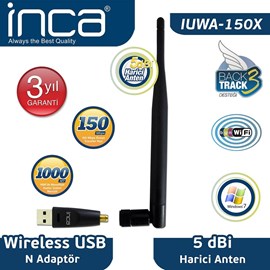 Inca IUWA-150X 150Mbps 11N Harici 5dbi Anten Kablosuz Usb Adaptör