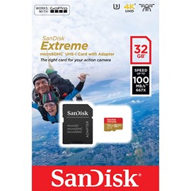 SanDisk SDSQXAF-032G-GN6MA Extreme 32GB microSDHC UHS-I 100MB C10 U3 V30 Bellek Kartı