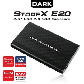 Dark Storex DK-AC-DSE20 SATA 2.5 USB 2.0 Alüminyum Taşınabilir Disk Kutusu (Kılıf Hediye)