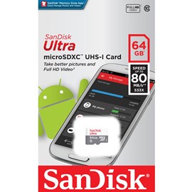 SanDisk SDSQUNS-064G-GN3MN Ultra 64GB microSDXC UHS-I 80MB Bellek Kartı