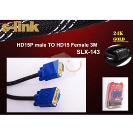 S-Link SLX-143 3M Altın Uçlu Erkek/Dişi VGA Uzatma Kablosu