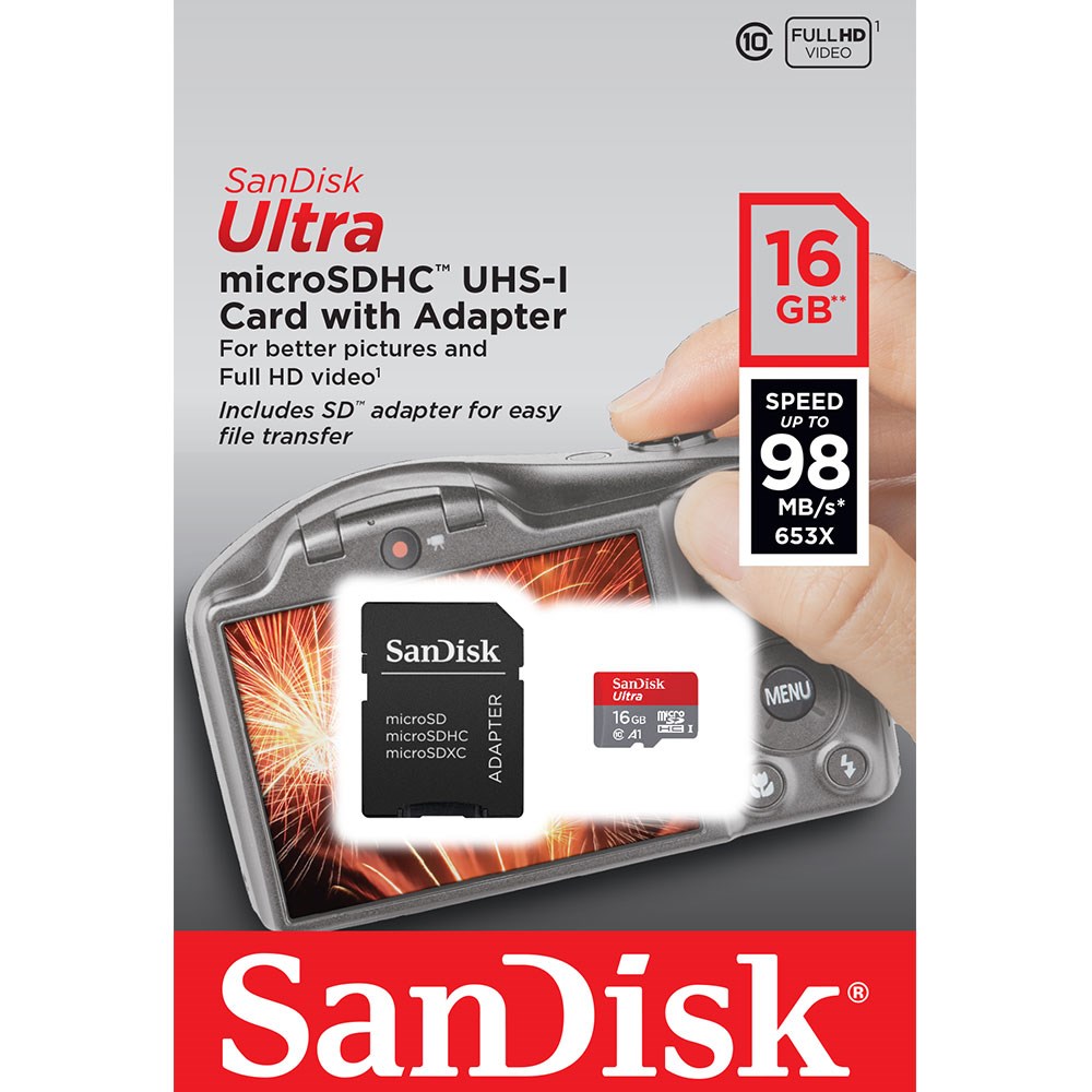 SanDisk SDSQUAR-016G-GN6IA Ultra 16GB microSDHC UHS-I 98MB C10 U1 A1 Bellek Kartı