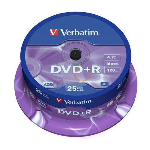 Verbatim 43500 DVD+R 16x Matt Silver 4.7GB 25 Li Cakebox